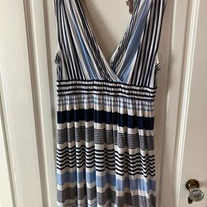 LOFT Blue and White Striped Dress size small